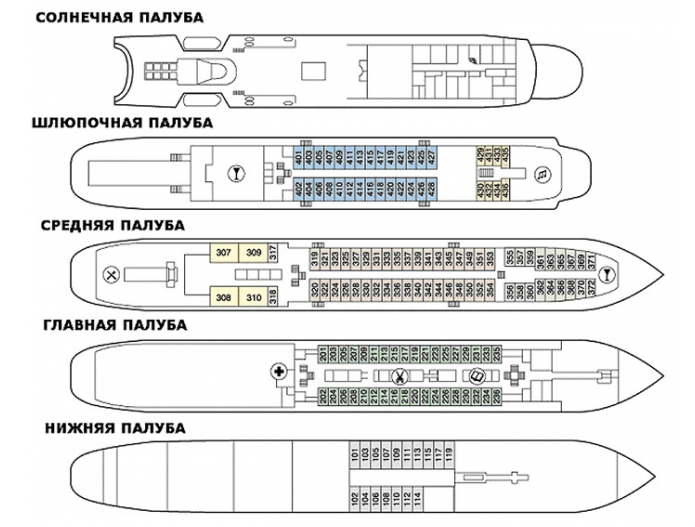 Описание и фото кают на теплоходе Федор Достоевский